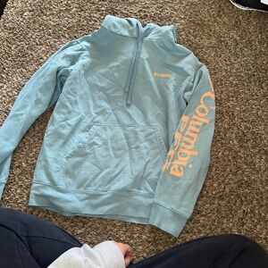 Columbia Light Teal Fleece Half-Zip Pullover with Peach Accents